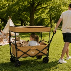 Neo Folding Wagon Canopy Heavy Duty Collapsible Garden Cart 140L 120kg 